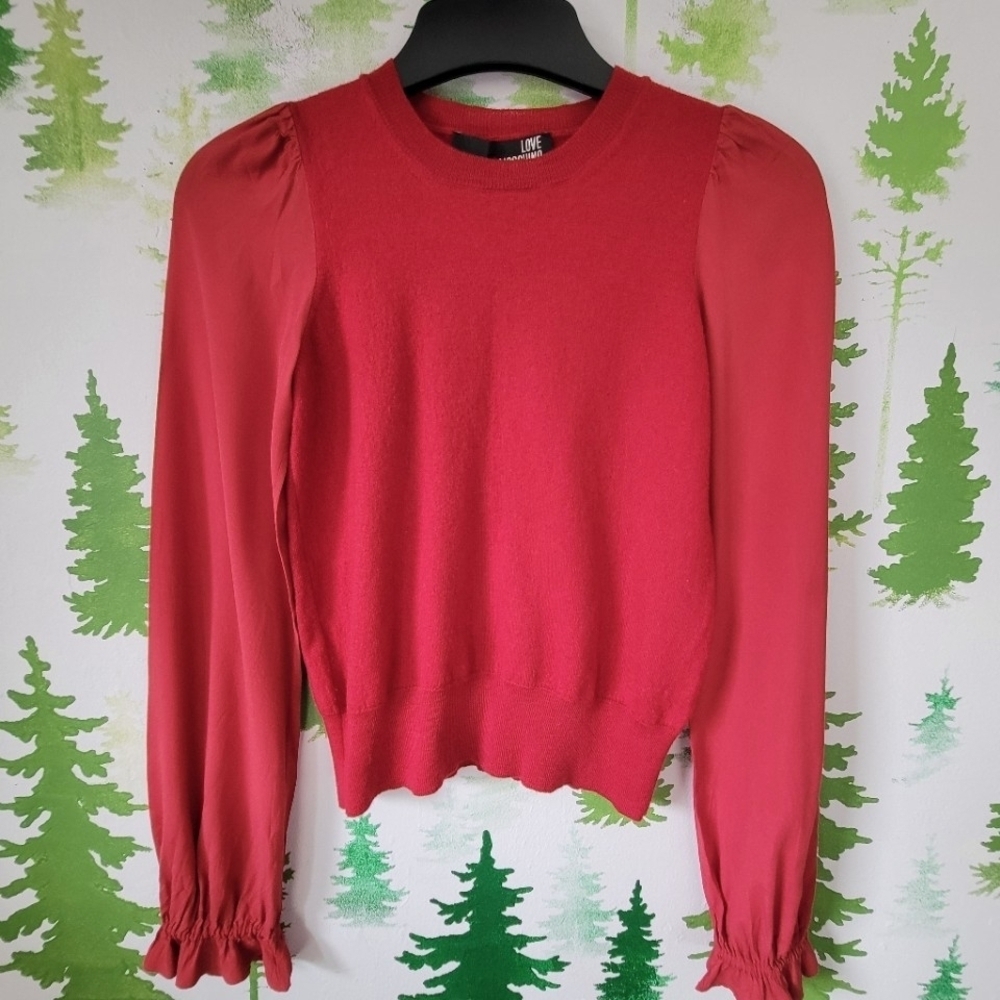 Love Moschino Red Long Sleeve Top.